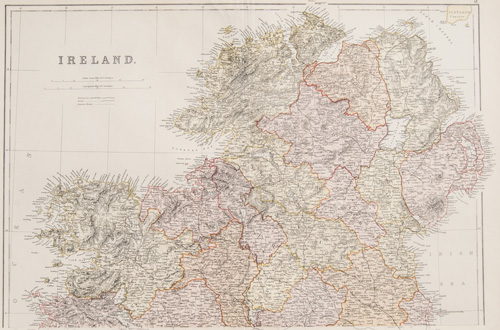 antique map of Ireland 1882
